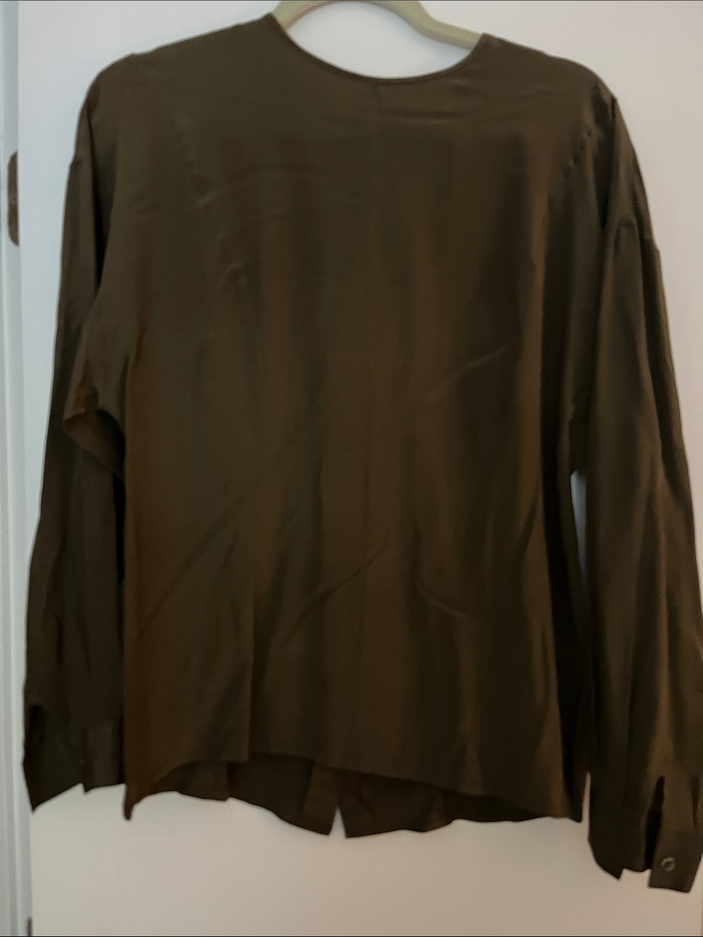 Stanley Olive Green Silk Long Sleeve Shirt